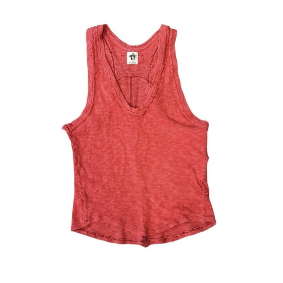 Free People Tops - Free People Coral Red We The Free Knit Boho Sleeveless Tank Top Womens Sz S